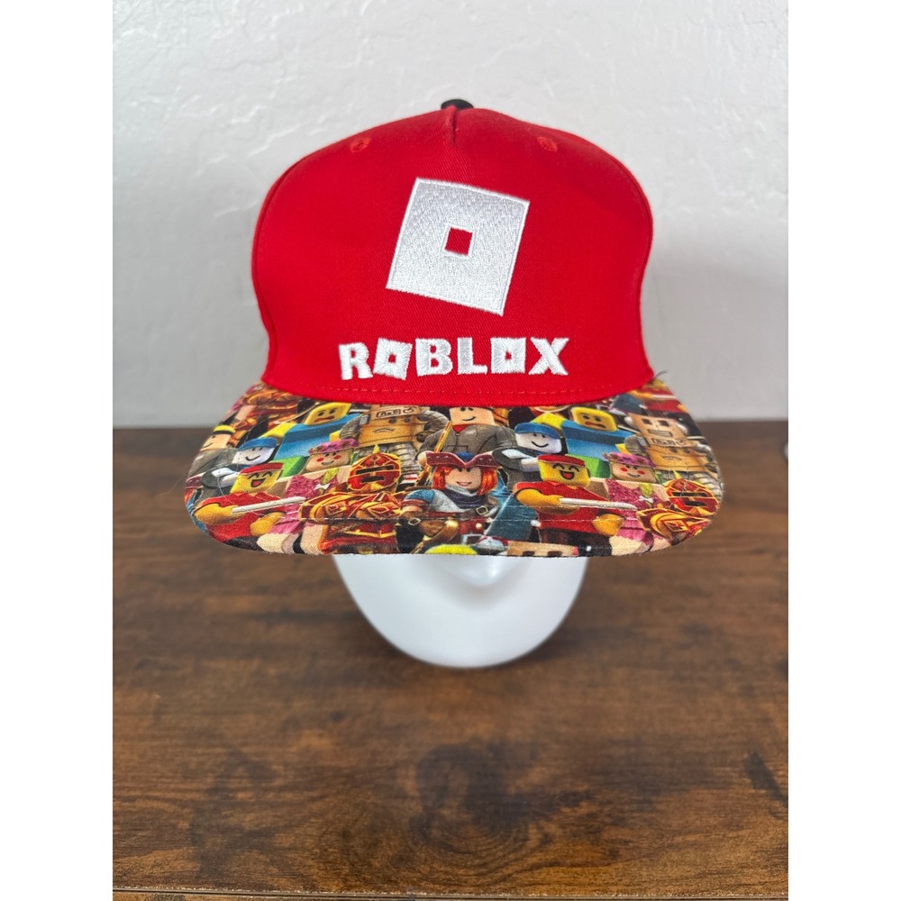 Roblox Youth Snapback Hat Red Character Print Brim Adjustable Baseball Cap OSFM